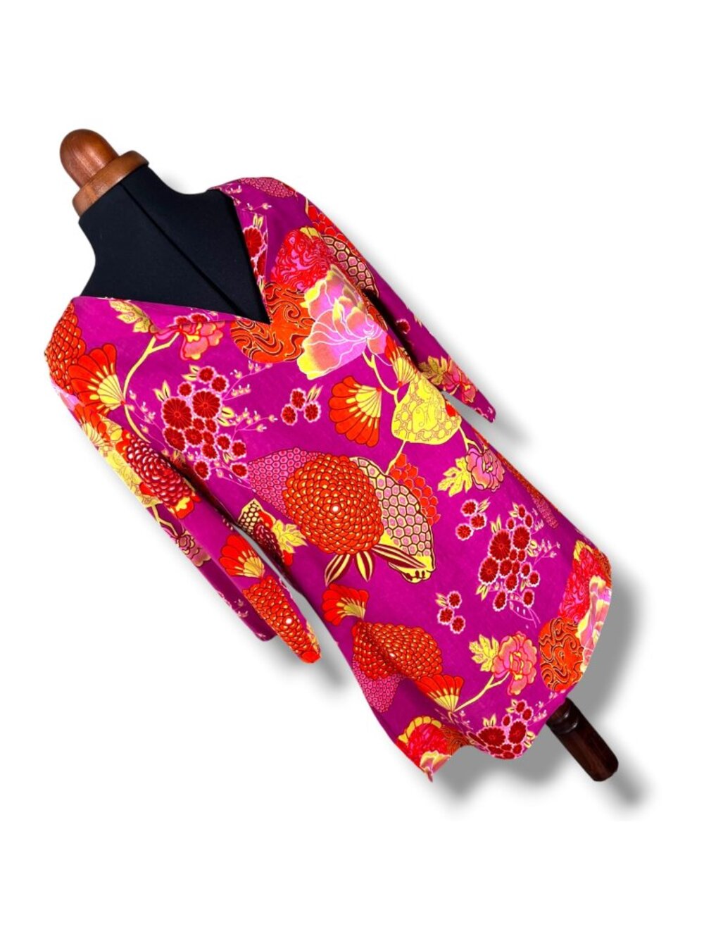 Karma Living Womens Floral Tunic Dress V-Neck 3/4 Sleeve Pink Multicolor Boho St